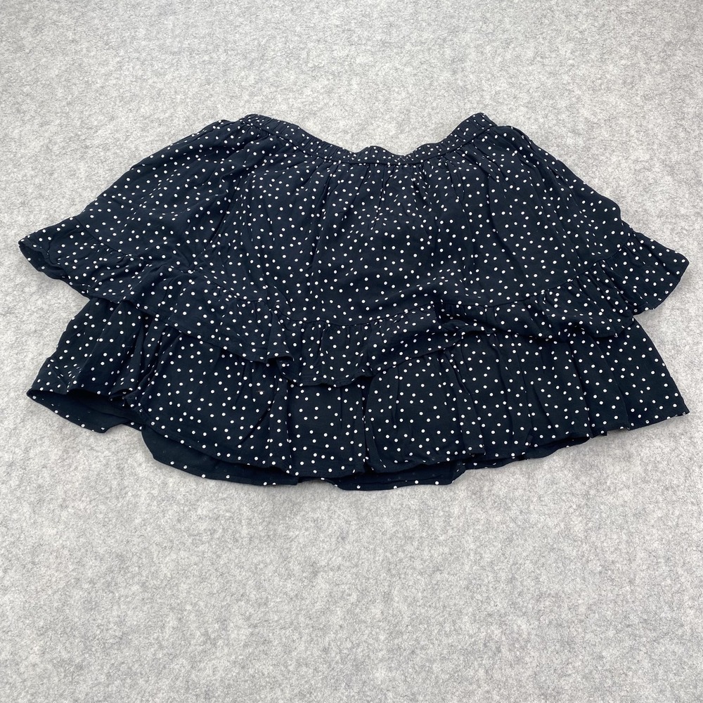 Abercrombie & Fitch Skirt Womens Small Blue Polka Dot Tiered Ruffle Mini Lined - Picture 9 of 12